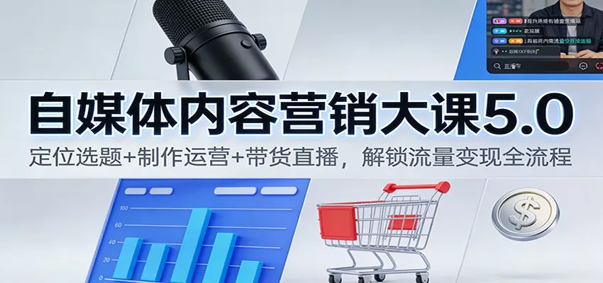 自媒体内容营销大课5.0：定位选题+制作运营+带货直播，解锁流量变现全流程 - 网创在线