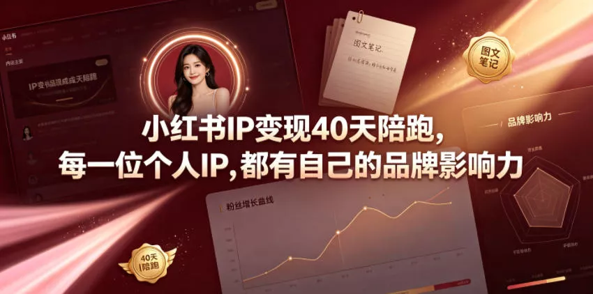 小红书IP变现40天陪跑，每一位个人IP，都有自己的品牌影响力 - 网创在线