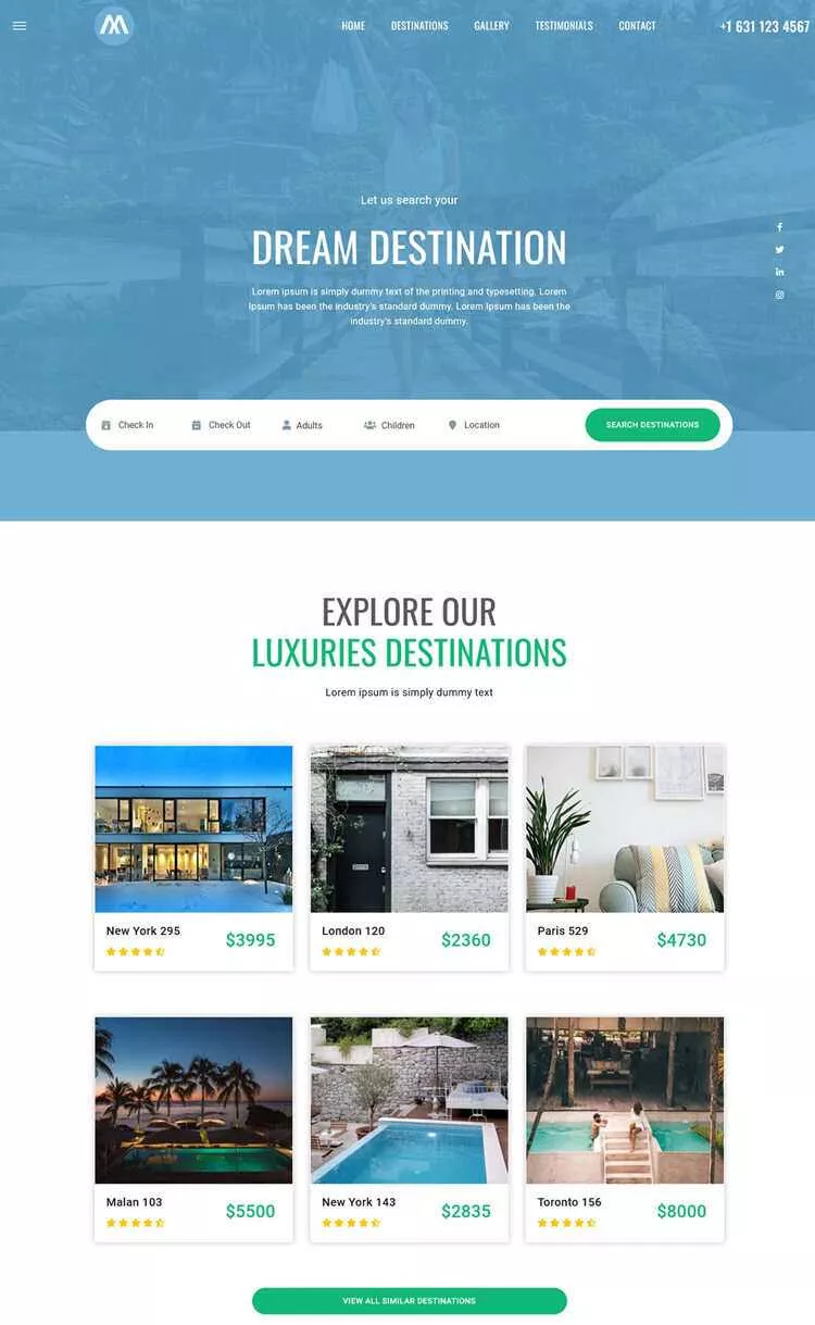 环球旅行酒店预定网站html5模板 - 网创在线