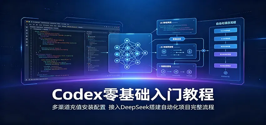 Codex零基础入门教程：多渠道充值安装配置，接入DeepSeek搭建自动化项目完整流程 - 网创在线