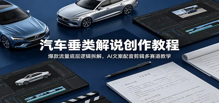 汽车垂类解说创作教程：爆款流量底层逻辑拆解，AI文案配音剪辑多赛道教学 - 网创在线