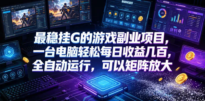 最稳挂G的游戏副业项目，一台电脑轻松每日收益几百，全自动运行，可以矩阵放大【揭秘】 - 网创在线