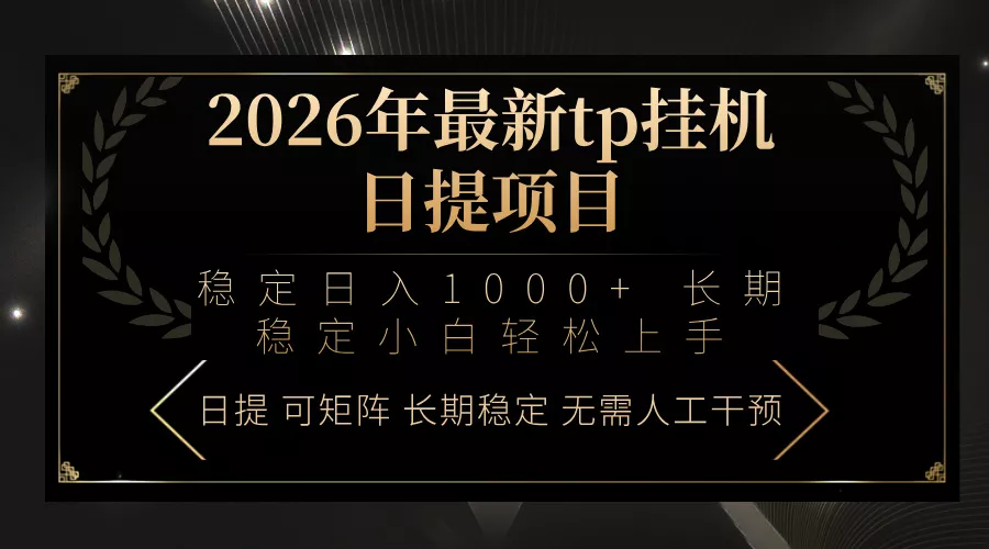 2026年最新tp挂机日提项目：稳定日入1000+小白轻松上手 - 网创在线