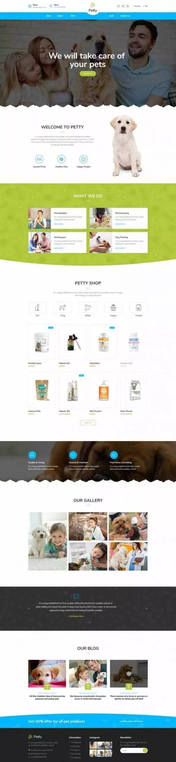 Bootstrap扁平响应式宠物商店宠物医院网站 - 网创在线
