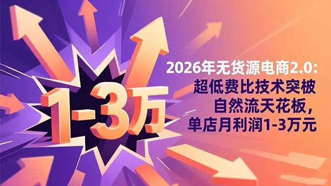 2026年无货源电商2.0【更新】：超低费比技术突破自然流天花板，单店月利润1-3万元 - 网创在线