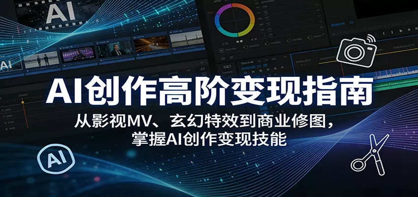 AI创作高阶变现指南：从影视MV、玄幻特效到商业修图，掌握AI创作变现技能 - 网创在线