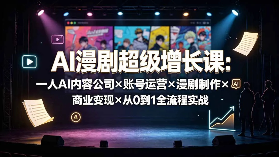 AI漫剧超级增长课：一人AI内容公司×账号运营×漫剧制作×商业变现×从0到1全流程实战 - 网创在线