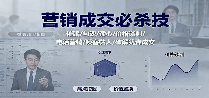 营销成交必杀技：催眠/勾魂/读心/价格谈判/电话营销/锁客黏人/破解犹豫成交 - 网创在线