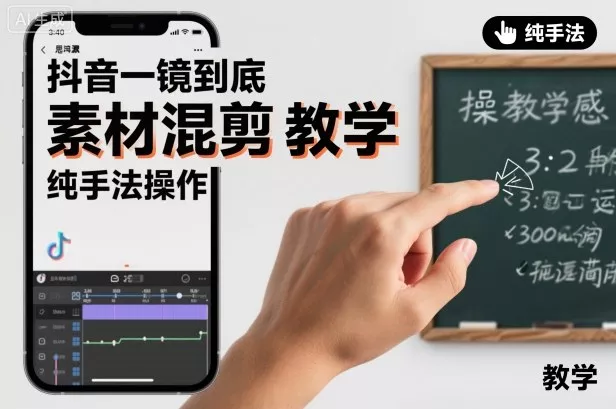 抖音一镜到底素材混剪教学，纯手法操作 - 网创在线