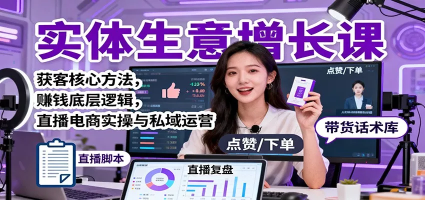 实体生意增长课：获客核心方法，赚钱底层逻辑，直播电商实操与私域运营 - 网创在线