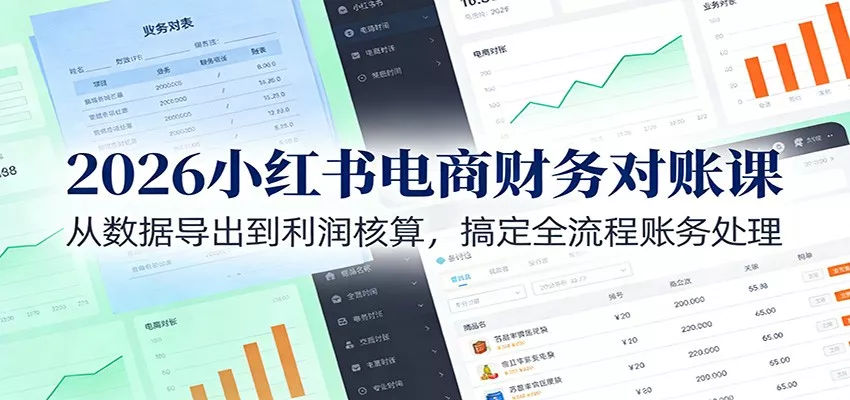 2026小红书电商财务对账课：从数据导出到利润核算，搞定全流程账务处理 - 网创在线