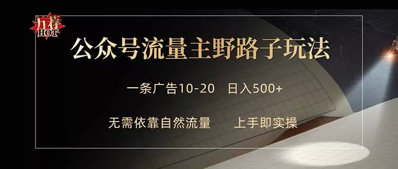 公众号流量主野路子玩法 单条广告10-20元 日入500+ - 网创在线