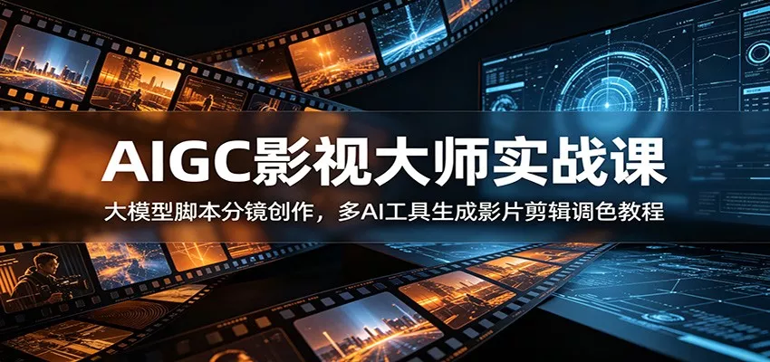 AIGC影视大师实战课：大模型脚本分镜创作，多AI工具生成影片剪辑调色教程 - 网创在线
