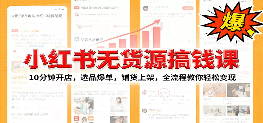 小红书无货源爆单课：10分钟开店，选品爆单，铺货上架，全流程教你轻松变现 - 网创在线