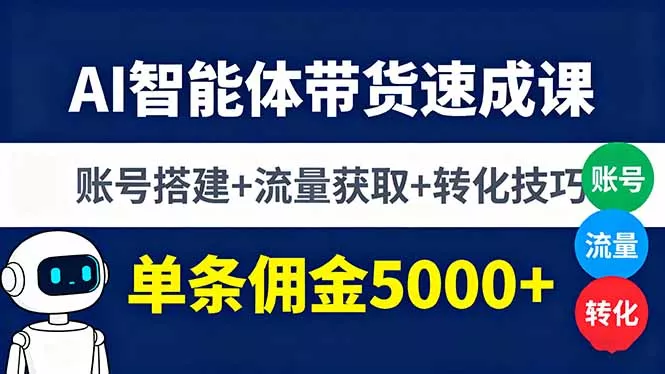 AI智能体带货速成课，账号搭建+流量获取+转化技巧，单条佣金5000+ - 网创在线