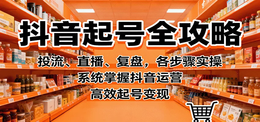抖音起号全攻略，投流、直播、复盘，各步骤实操，系统掌握抖音运营，高效起号变现 - 网创在线