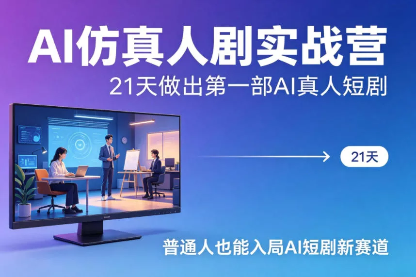 AI仿真人剧实战营，21天做出第一部AI真人短剧，普通人也能入局AI短剧新赛道 - 网创在线