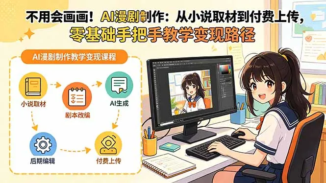 不用会画画！AI漫剧制作：从小说取材到付费上传，零基础手把手教学变现路径(更新 - 网创在线