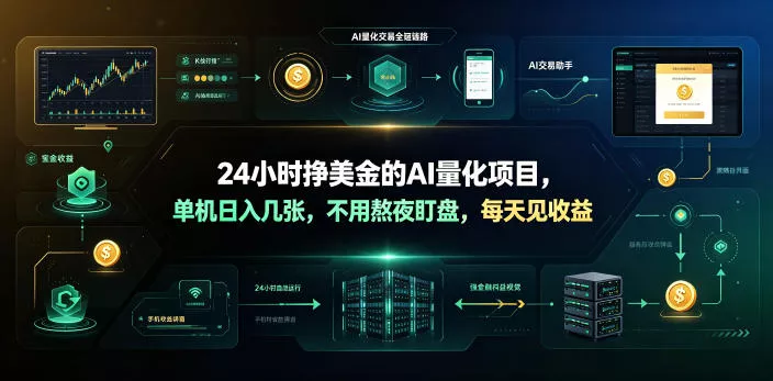24小时挣美金的AI量化项目，单机日入几十美刀，不用熬夜盯盘，每天见收益【揭秘】 - 网创在线
