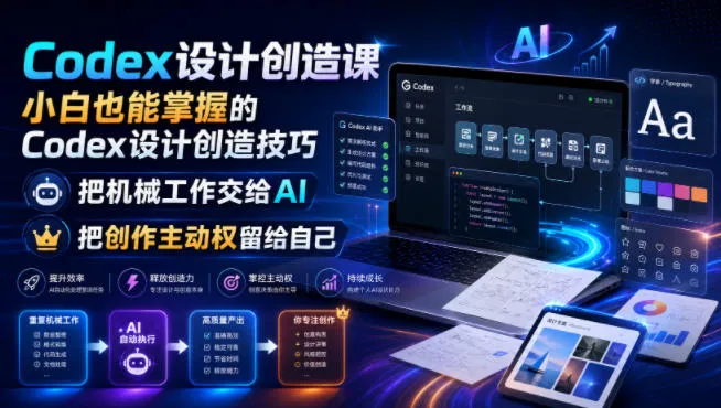 Codex设计创造课，小白也能掌握的Codex设计创造技巧，把机械工作交给AI，把创作主动权留给自己 - 网创在线