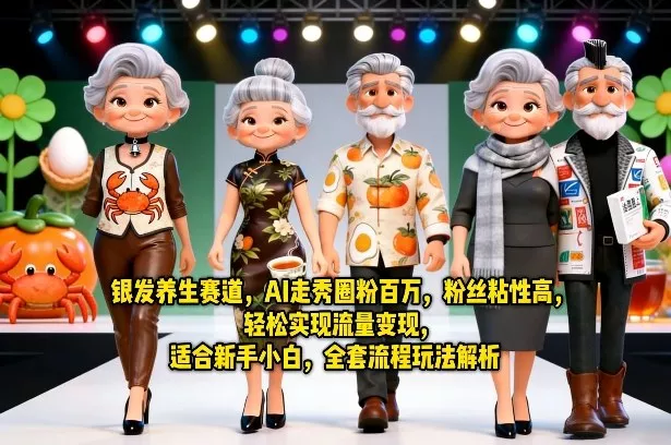 银发养生赛道，AI走秀圈粉百万，粉丝粘性高，轻松实现流量变现，适合新手小白，全套流程玩法解析 - 网创在线