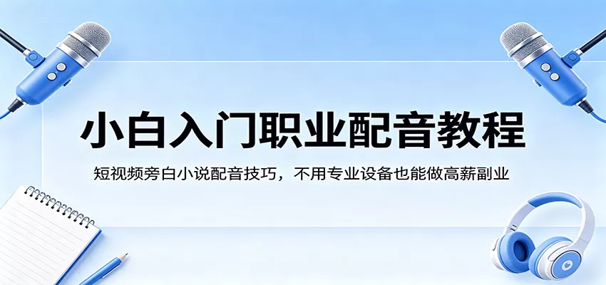 小白入门职业配音教程，短视频旁白小说配音技巧，不用专业设备也能做高薪副业 - 网创在线