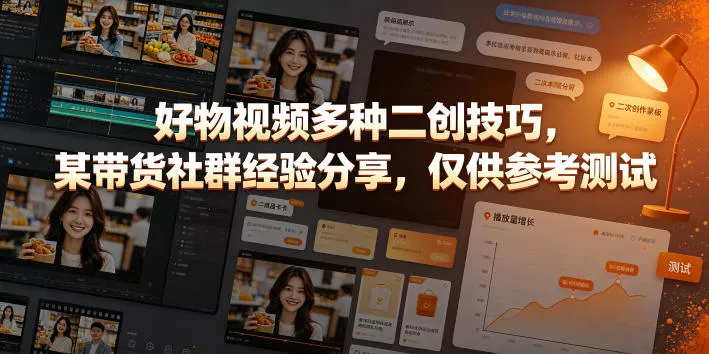 好物视频多种二创技巧，某带货社群经验分享，仅供参考测试 - 网创在线