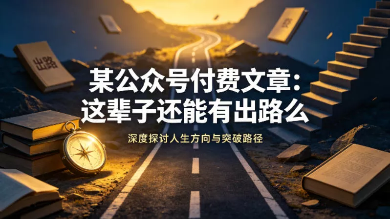 某公众号付费文章：这辈子还能有出路么 - 网创在线