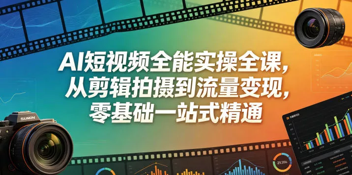AI短视频全能实操全课，从剪辑拍摄到流量变现，零基础一站式精通 - 网创在线