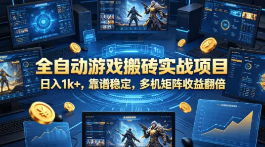 全自动游戏搬砖实战项目，日入1k+，靠谱稳定，多机矩阵收益翻倍【揭秘】 - 网创在线