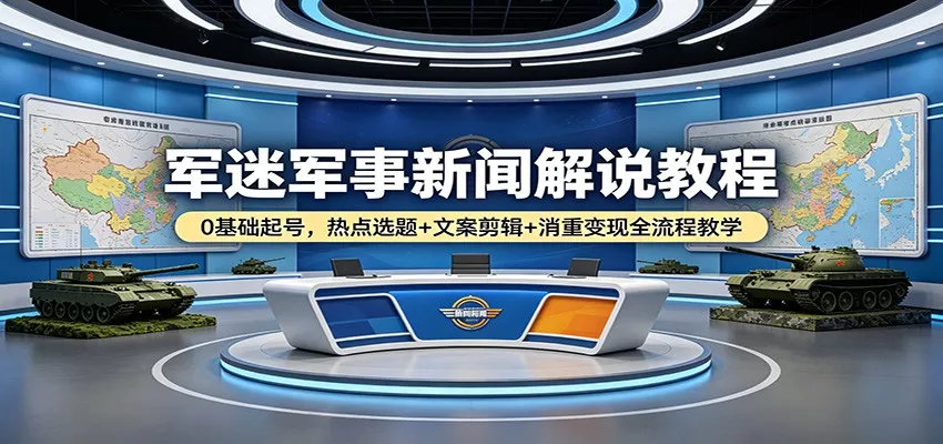军迷军事新闻解说教程：0基础起号，热点选题+文案剪辑+消重变现全流程教学 - 网创在线