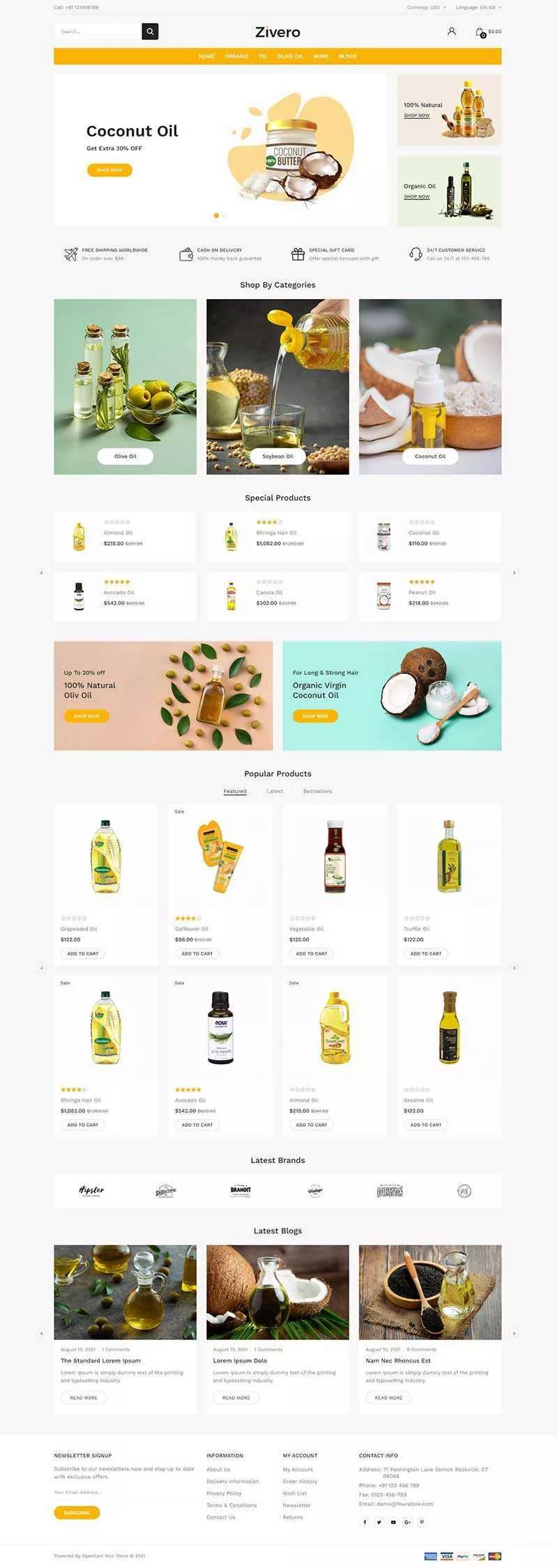 清爽风格食用油网上商城html模板 - 网创在线