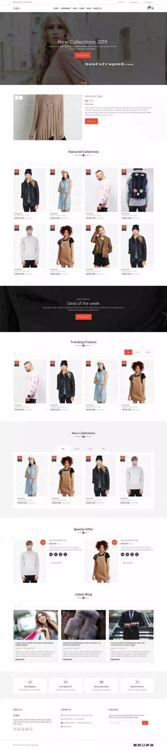 Bootstrap响应式英文服装商城 - 网创在线