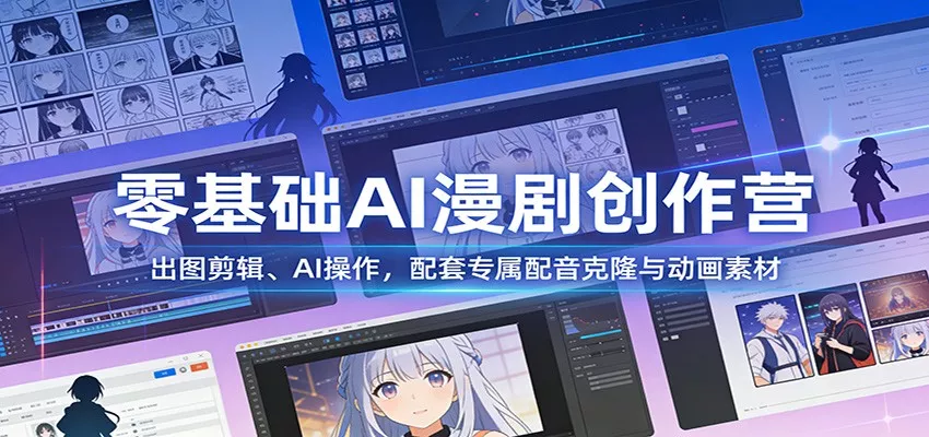 零基础AI漫剧创作营：出图剪辑、AI操作，配套专属配音克隆与动画素材 - 网创在线