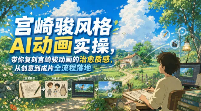 宫崎骏风格AI动画实操，带你复刻宫崎骏动画的治愈质感，从创意到成片全流程落地 - 网创在线
