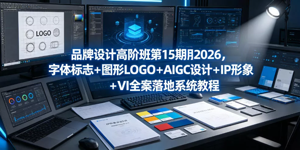 品牌设计高阶班第15期2026，字体标志＋图形LOGO＋AIGC设计＋IP形象＋VI全案落地系统教程 - 网创在线