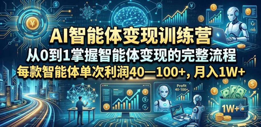 AI智能体变现训练营，从0到1掌握智能体变现的完整流程，每款智能体单次利润40—100+，月入1W+ - 网创在线