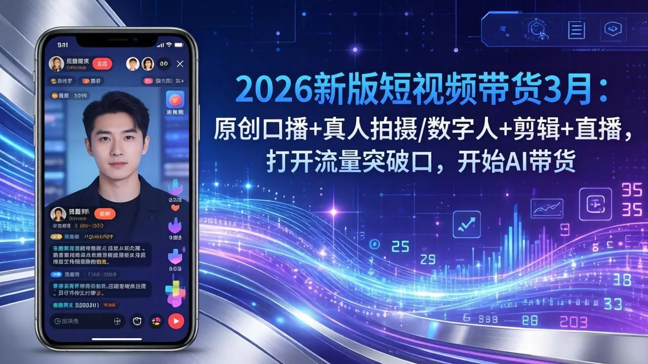 2026新版短视频带货3月：原创口播+真人拍摄/数字人+剪辑+直播，打开流量突破口，开始AI带货 - 网创在线