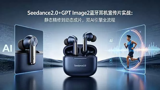 Seedance2.0+GPT Image2蓝牙耳机宣传片实战：静态精修到动态成片，双AI引擎全流程 - 网创在线
