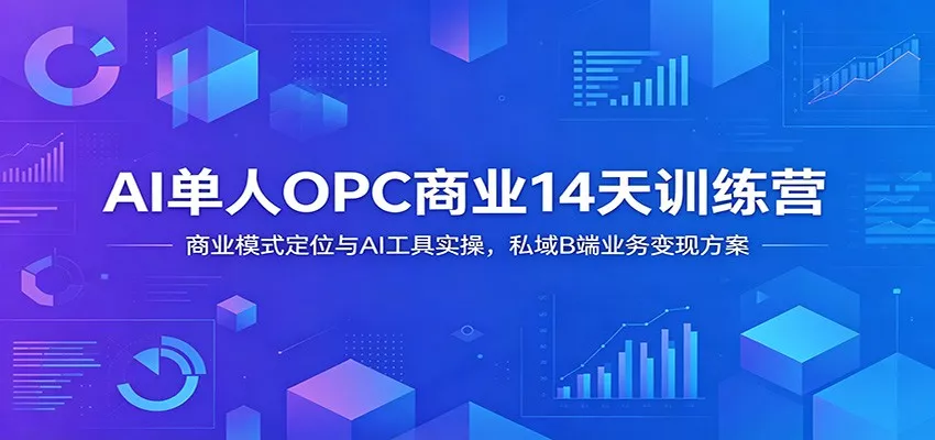 AI单人OPC商业14天训练营：商业模式定位与AI工具实操，私域B端业务变现方案 - 网创在线
