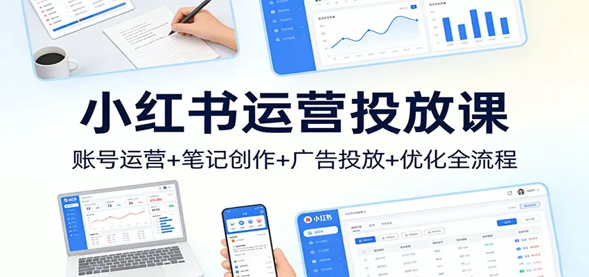 小红书运营投放课：账号运营+笔记创作+广告投放+优化全流程 - 网创在线