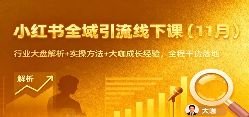 小红书全域引流线下课(11月)：行业大盘解析+实操方法+大咖成长经验，全程干货落地 - 网创在线