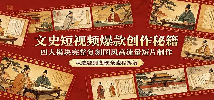 文史短视频爆款创作秘籍:四大模块完整复刻国风高流量短片制作 - 网创在线