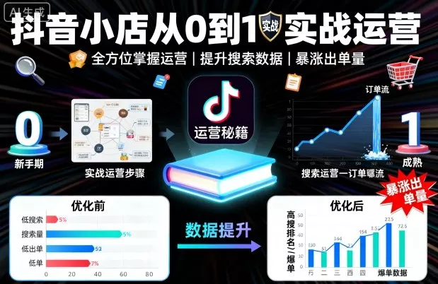 抖音小店从0到1实战运营，帮你全方位掌握小店运营，提升搜索数据与出单量 - 网创在线