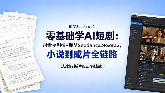 零基础学AI短剧：创意变剧情+即梦Seedance2+Sora2，小说到成片全链路 - 网创在线