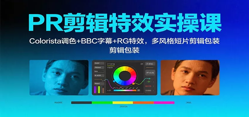 PR剪辑特效实操课：Colorista调色+BBC字幕+RG特效，多风格短片剪辑包装 - 网创在线