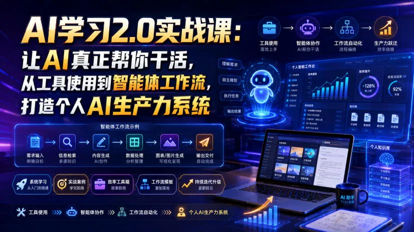 AI学习2.0实战课：让AI真正帮你干活，从工具使用到智能体工作流，打造个人AI生产力系统 - 网创在线