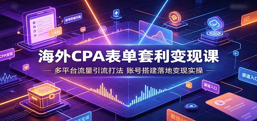 海外CPA表单套利变现课：多平台流量引流打法，账号搭建落地变现实操 - 网创在线