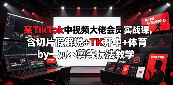 某TikTok中视频大佬会员实战课，含切片假解说+TK开中+体育by一刀不剪等玩法教学 - 网创在线