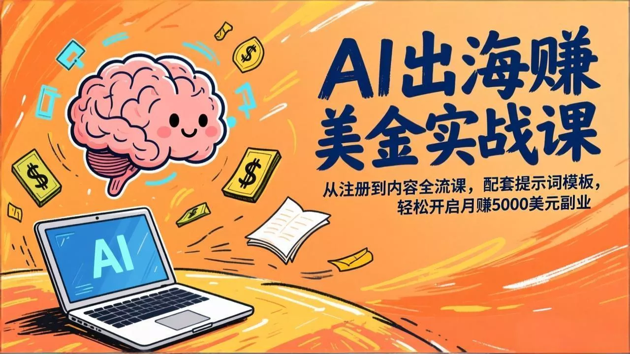 AI出海赚美金实战课，从注册到内容全流程，配套提示词模板，轻松开启月赚5000美元副业 - 网创在线